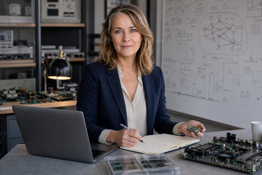Person i en redaksjonell scene som passer temaet Hvorfor OpenAI og SpaceX lager egne brikker for å presse Nvidia