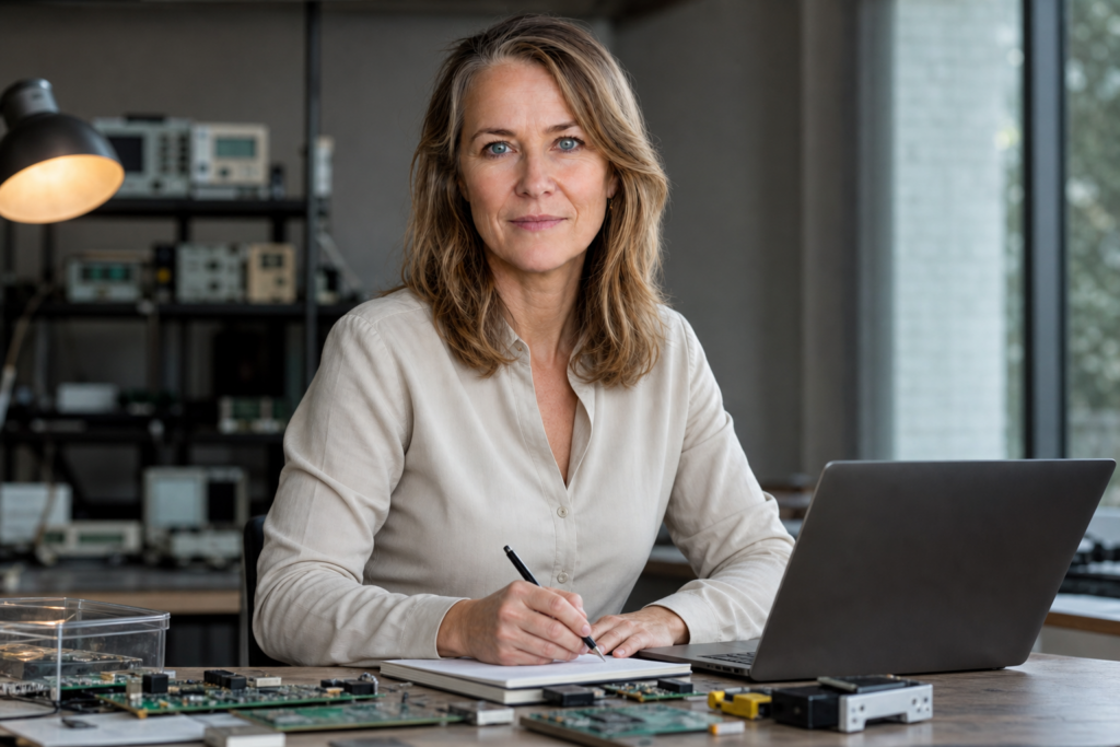 Person i en redaksjonell scene som passer temaet Økende minnekostnader truer små elektronikkprodusenter i tøffe tider
