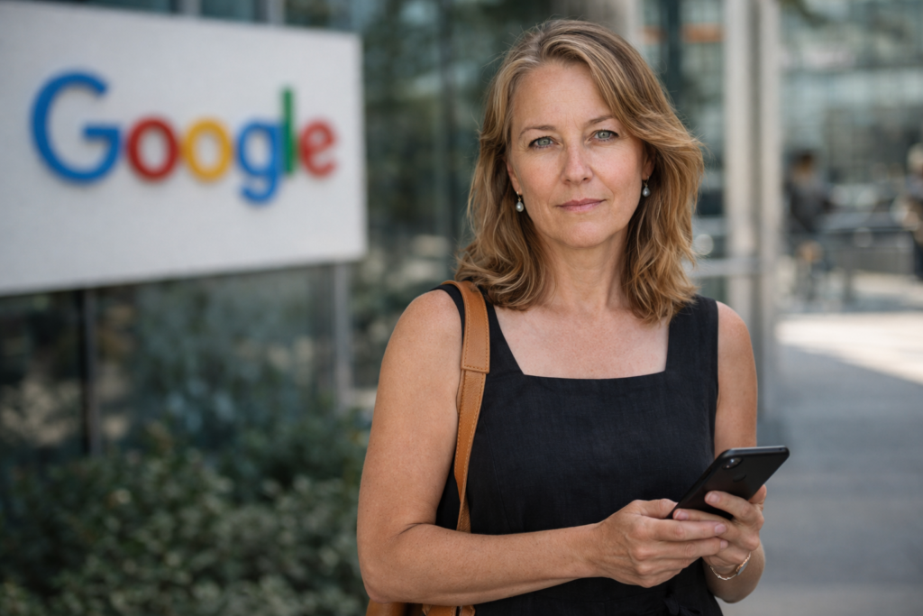 Person i en redaksjonell scene som passer temaet Google-sjef advarer om svindelrisiko fra EUs DMA-forslag