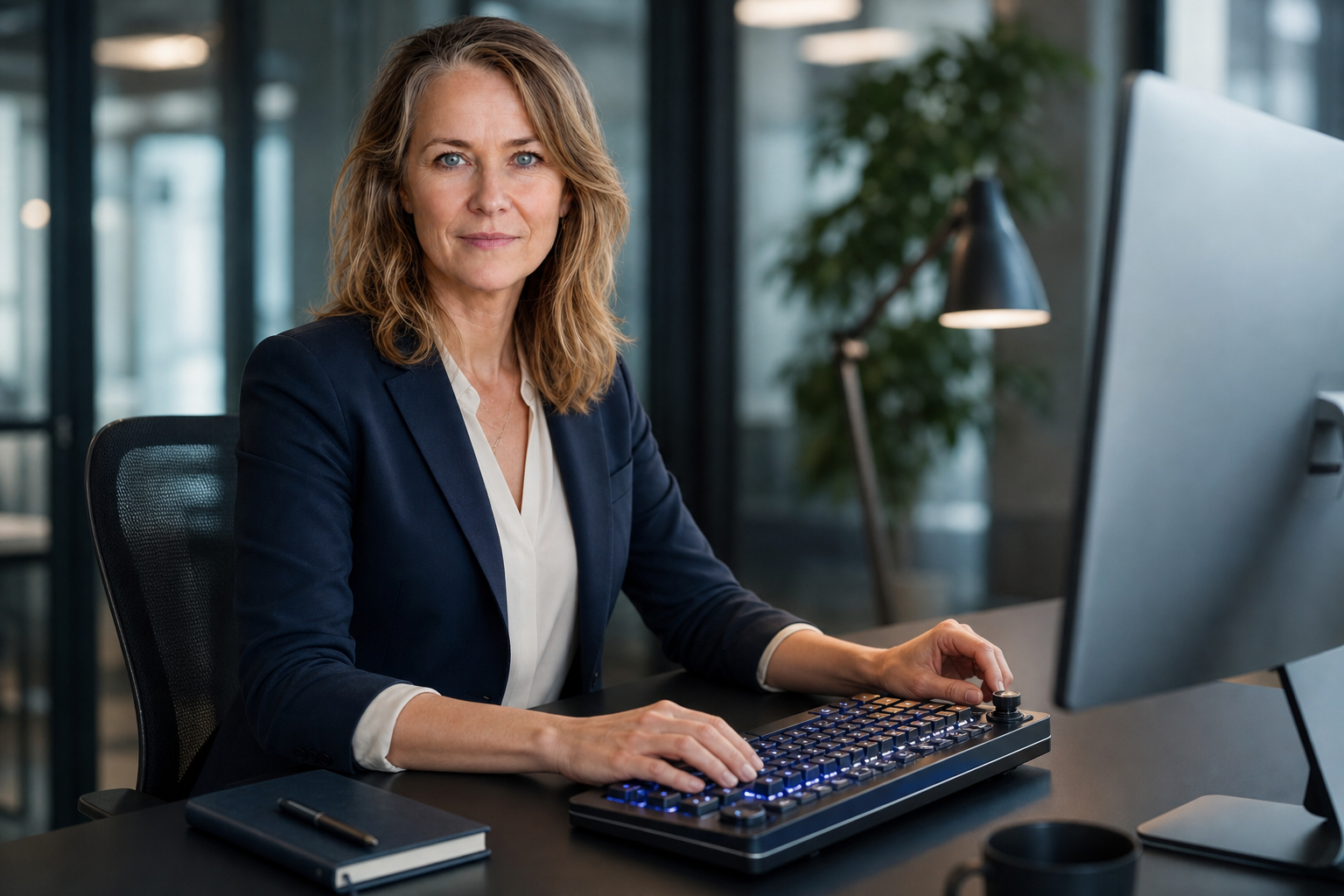 Person i en redaksjonell scene som passer temaet OpenAI lanserer Codex Micro, et 230-dollars desktop-tastatur utviklet i samarbeid med keyboardprodusenten…