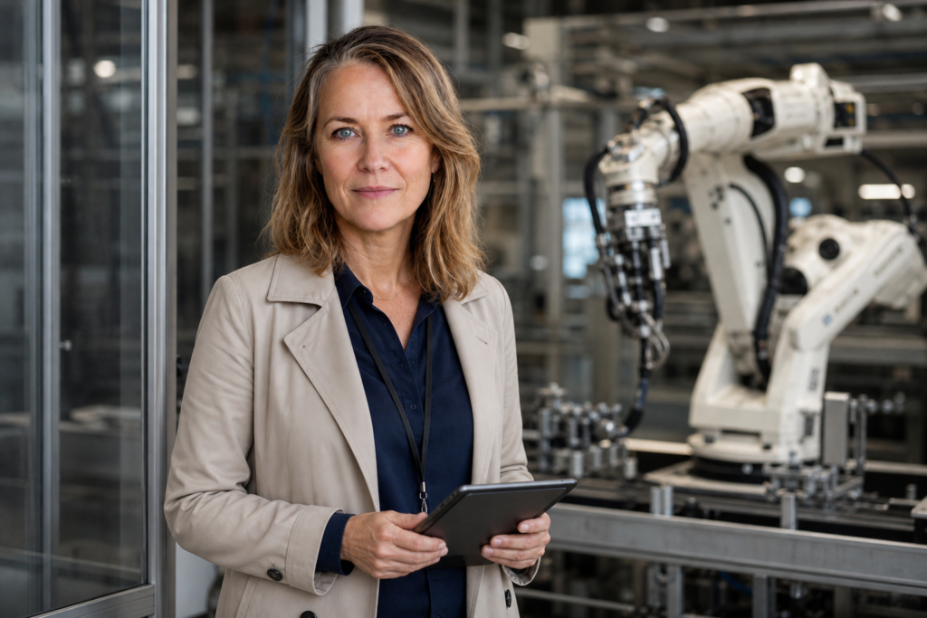 Person i en redaksjonell scene som passer temaet Frykt for humanoide roboter får arbeidere til å streike hos Hyundai