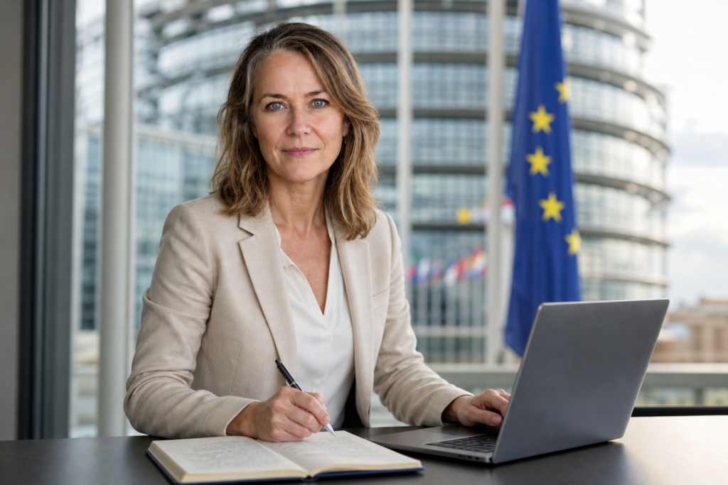 Person i en redaksjonell scene som passer temaet EU-parlamentet lanserer EPGenAI Hub for MEP-er i september