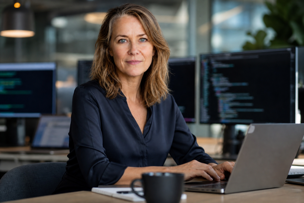Person i en redaksjonell scene som passer temaet Google lanserer Gemini 3.5 Flash Cyber KI for å løse programvarefeil
