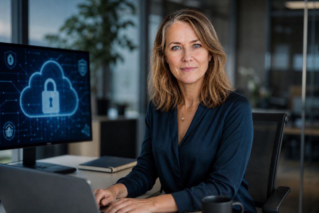 Person i en redaksjonell scene som passer temaet Microsoft introduserer KI-drevet sikkerhetsovervåkning i Azure