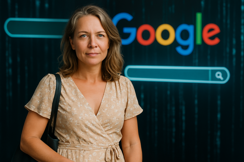 Person i en redaksjonell scene som passer temaet Google oppdaterer Search med banebrytende KI-funksjoner