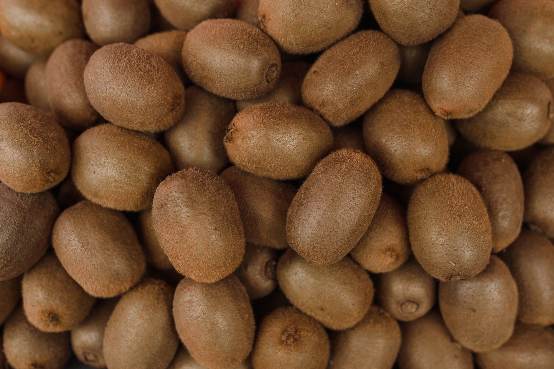 A large close-up bunch of ripe kiwis showcasing their fresh texture, perfect for healthy eating.