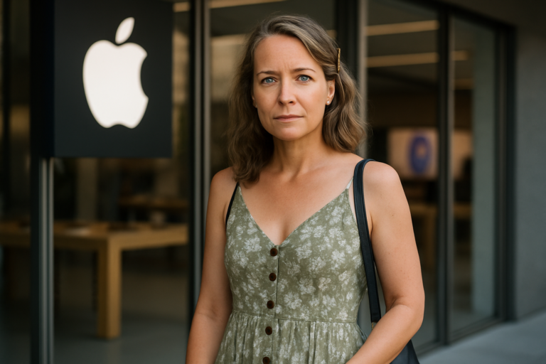 Person i en redaksjonell scene som passer temaet Apple ber dommer om å hindre tidligere ansatte og OpenAI i å bruke